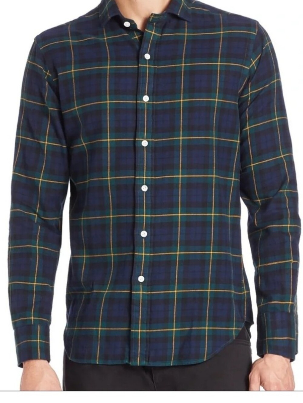 VINTAGE 1990'S Ralph POLO Lauren FLANNEL WEIGHT Navy Green Plaid Shirt SIZE 2XLT